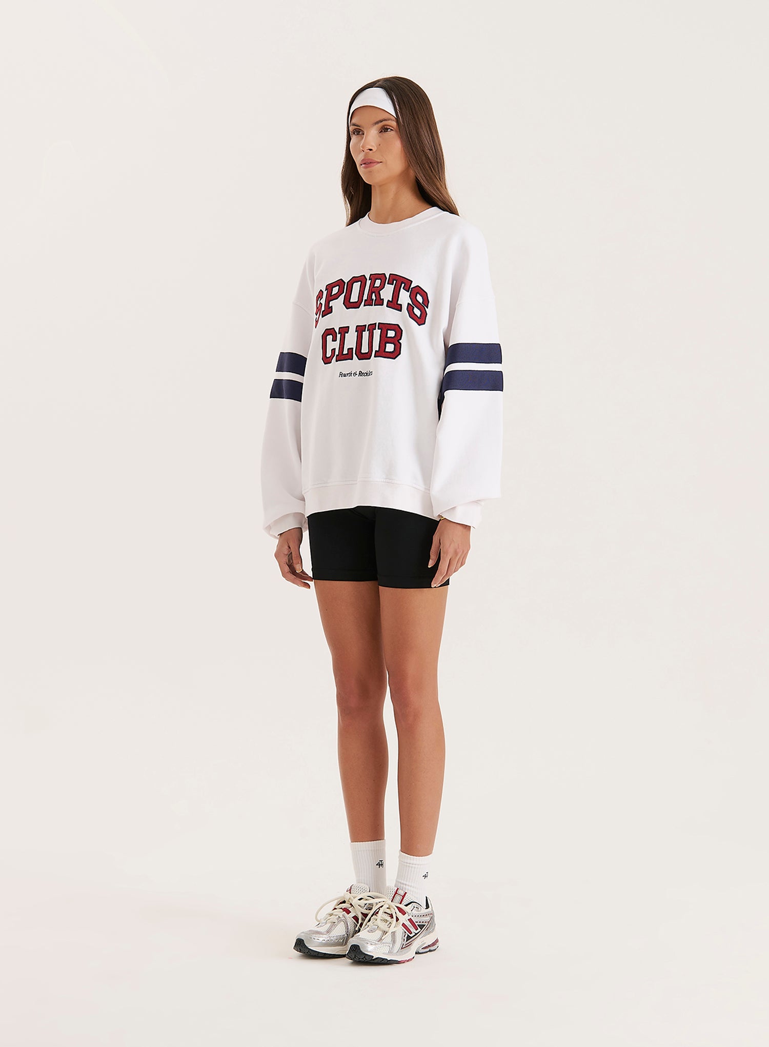 White Sports Club Slogan Oversized Sweatshirt